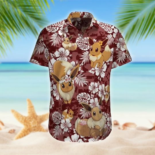 Discover Fox Pocket Monster 3D All Over Printed Hawaiian Shirt, Cute Pocket Monster