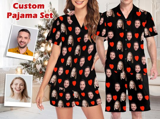 Discover Custom Pajama Set with Face, Personalized Dad Photo Pajamas, Custom Couple pajamas