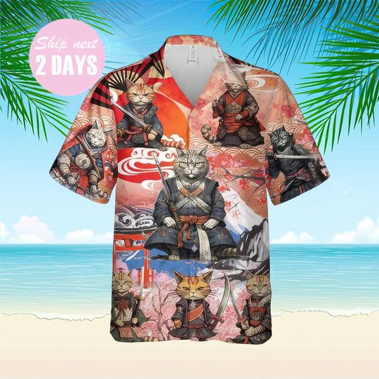 Discover Samurai Hawaiian Shirt, Warrior and Japanese Sun Shirt, Samurai Shirt Men