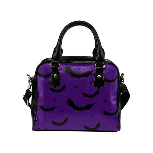 Discover Spooky Black & Purple Bat Print Ladies Shoulder Bags