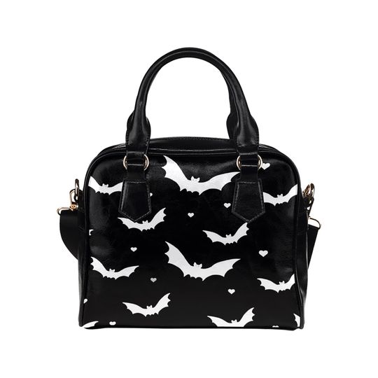 Discover Spooky Black White Bat Print Ladies Everyday Shoulder Bags