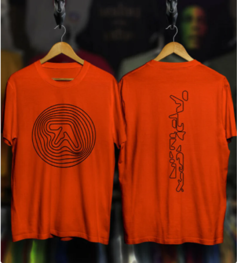Discover Rare Aphex Twin Coachellla Virgil Abloh Orange and Black T Shirt