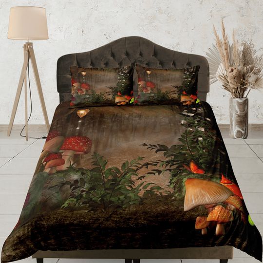 Discover Mushroom cotton duvet enchanting Bedding Set