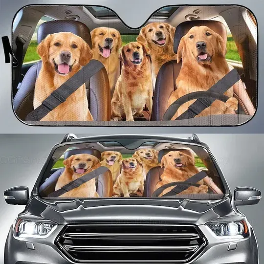 Discover Golden Retriever Windshield Sunshade