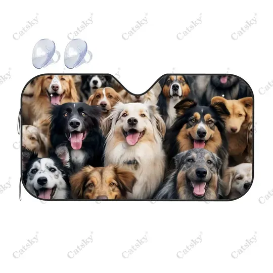 Discover Happy Group of Dogs Car Windshield Sunshade