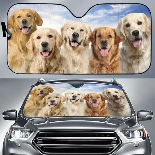 Discover Golden Retriever Team Blue Sky Summer Car Sunshade