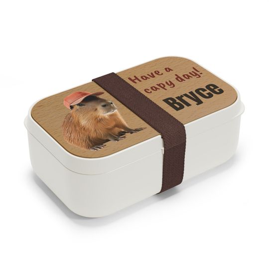 Discover Personalized bento lunch box for capybara fan for birthday includes cutlery