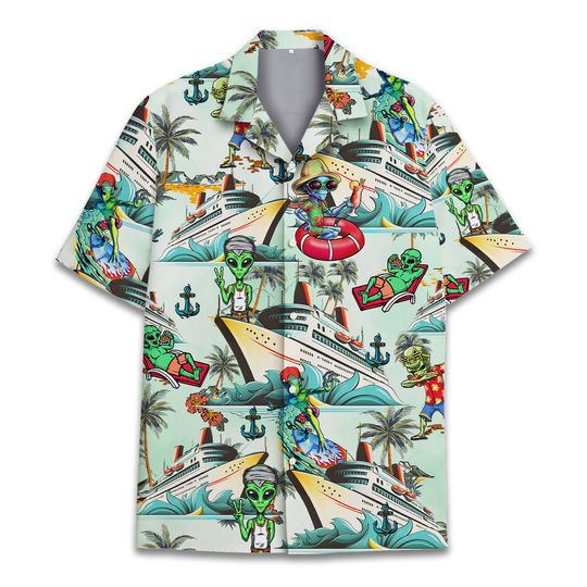 Discover Alien Hawaiian Shirt For Men Women, Tropical Alien Shirt