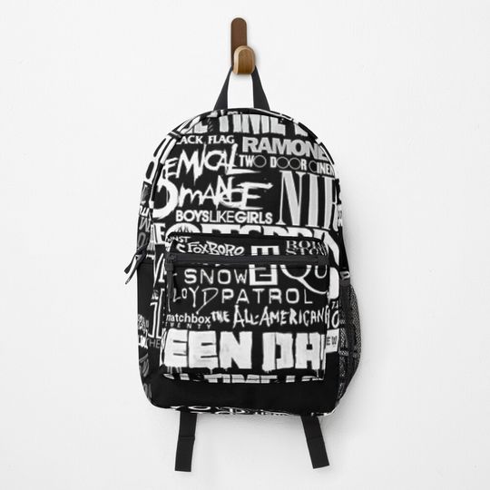 Discover Band Name Collage Backpack, Rock Band Backpack