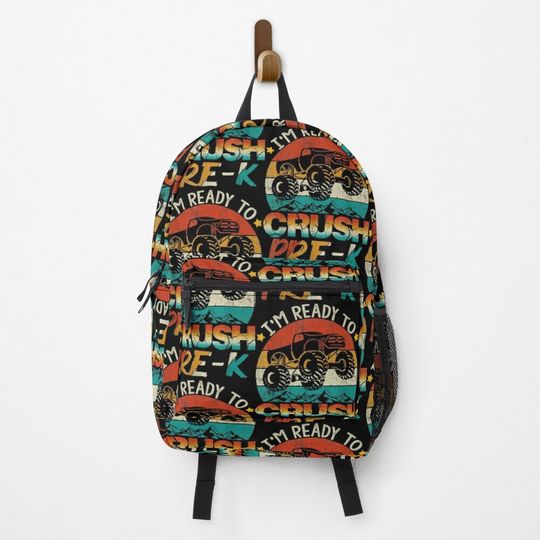 Discover im ready to crush pre k monster truck vintage boys  Backpack
