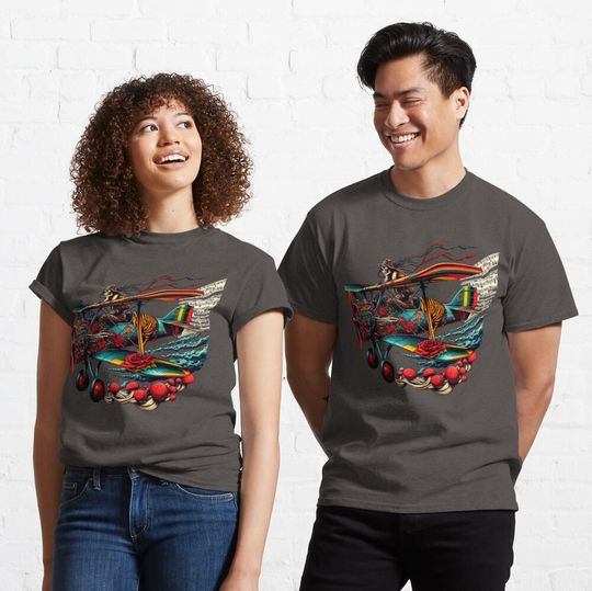 Discover Grateful Dread Antique Bi Plane Psychedelia Classic T-Shirt
