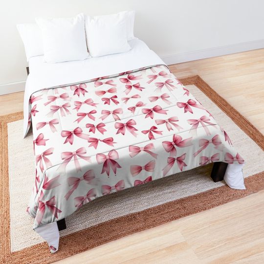 Discover Pink bow pattern (coquette) Quilt