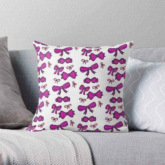 Discover Pretty Pink Bows Throw Pillow