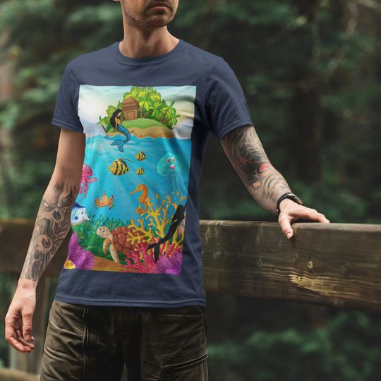 Discover Mermaid t-shirt, Artsy Sea Animal Lover, Beach Day Tee