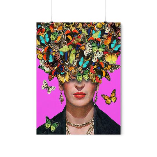 Discover Frida Butterflies Premium Matte Vertical Poster