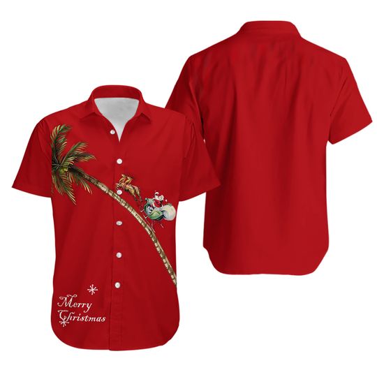 Discover Red Santa Christmas Summer Beach Hawaiian shirt