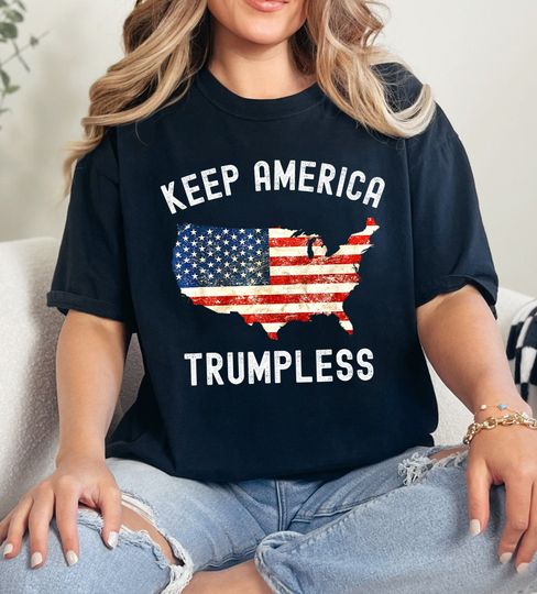 Discover Keep America Trumpless Shirt, American Flag Shirt