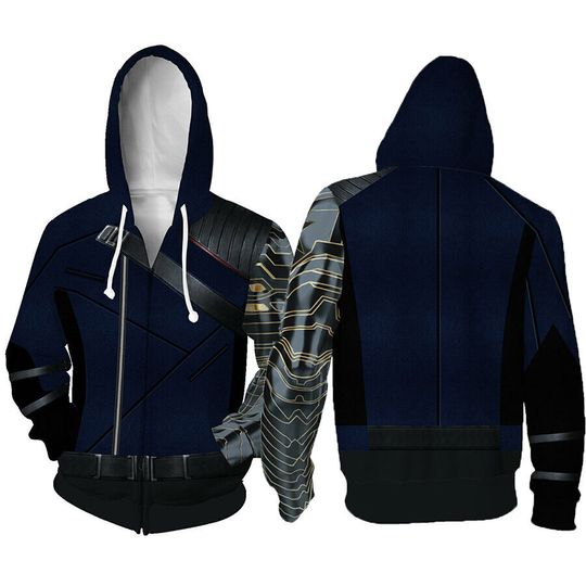 Discover Winter Soldier Hoodie, Superhero Custome 3D Zip Hoodie