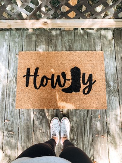 Discover Howdy Doormat with Cowboy Boot Design