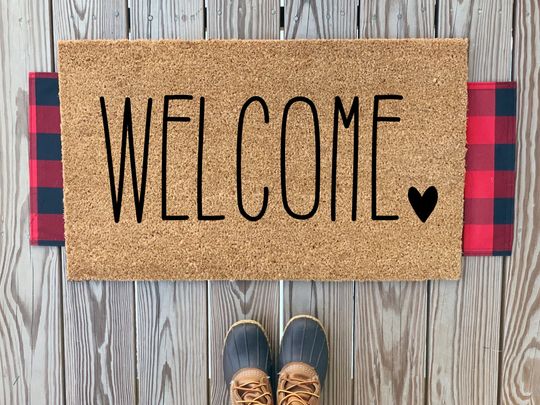 Discover Rae Dunn Inspired Welcome Mat | Cute Welcome Home Doormat | Housewarming Gift