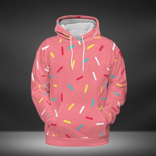 Discover Pink Donut Sprinkles Unisex Hoodie 3D