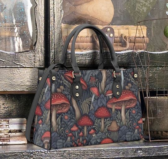 Discover Cottagecore Witchy Mushroom Handbag, Boho Botanical Leather Bags