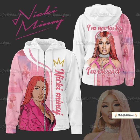 Discover Nicki Minaj 3D Zip Hoodie, Nicki Minaj 3D Hoodie, Pink Friday 2 Hoodie