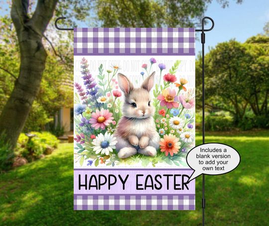 Discover Spring Bunny Happy  Garden Flag