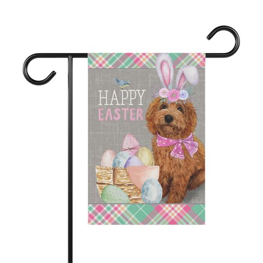 Discover Red Apricot Doodle(GIRL) Easter Garden Flag