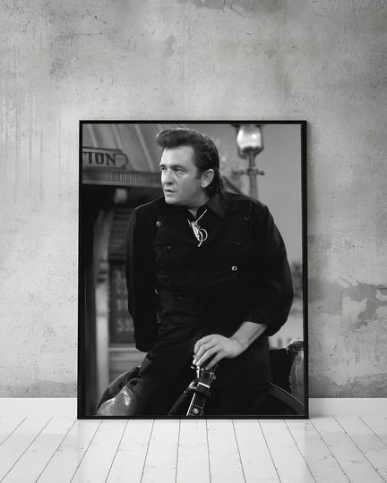 Discover Johnny Cash Poster, Black and White, Vintage Wall Art