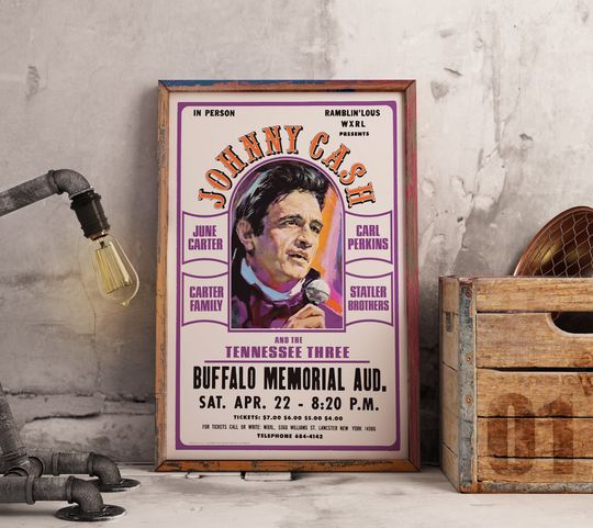 Discover Johnny Cash vintage poster, Johnny Cash concert print
