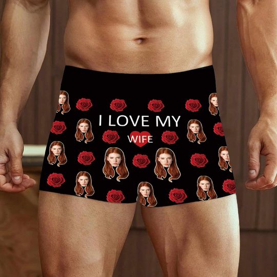 Discover Custom I love My Wife Boxers Briefs with Funny Photo Face