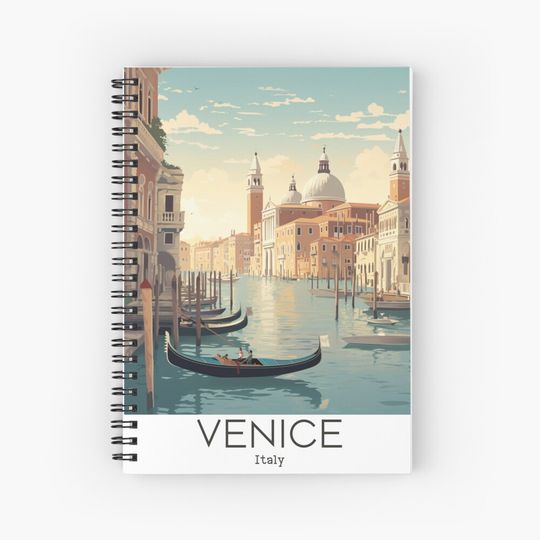 Discover A Vintage Travel Illustration of Venice - Italy Spiral Notebook
