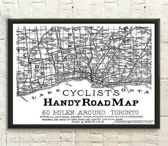 Discover Cycle Paths Toronto Cycling Map Poster