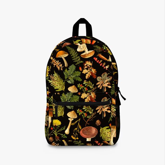 Discover Vintage toxic mushrooms forest pattern Backpack
