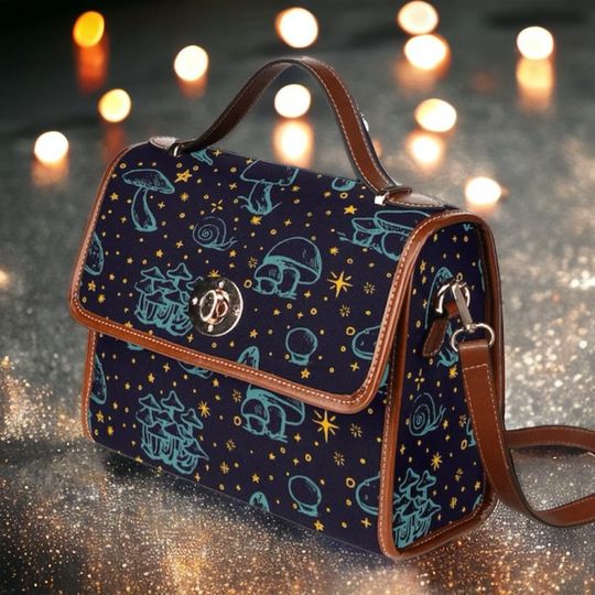 Discover Cottagecore Celestial Mushroom Canvas Satchel bag, witchy snail crossbody purse