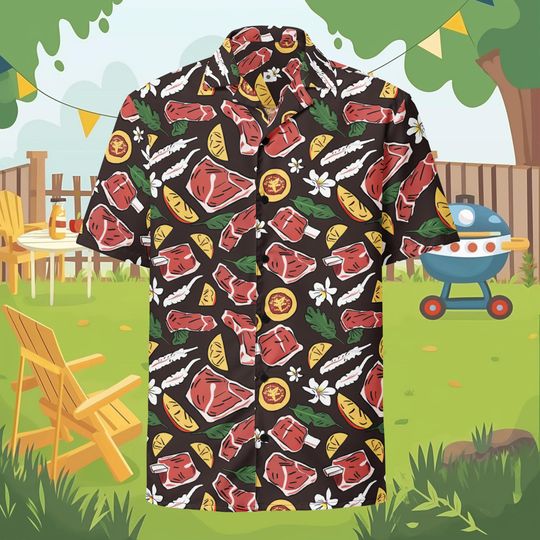 Discover Smoked Meat BBQ Shirt, Perfect Button Up Shirt for Summer Barbeque