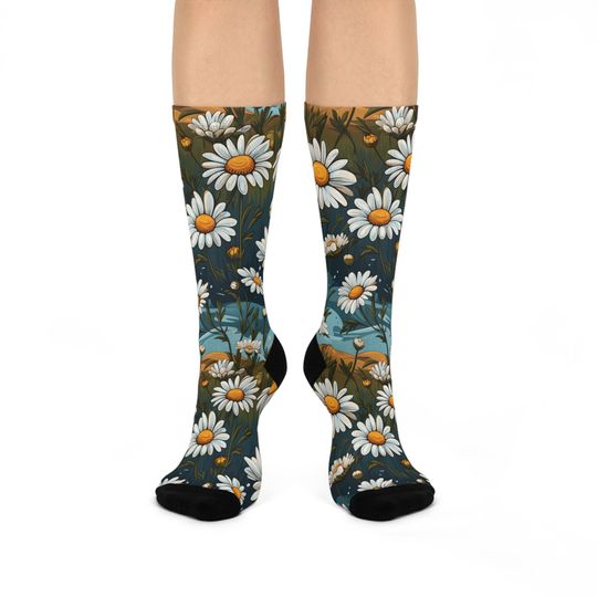 Discover Chamomile Anime Cushioned Crew Socks, Floral Socks, Flower Socks