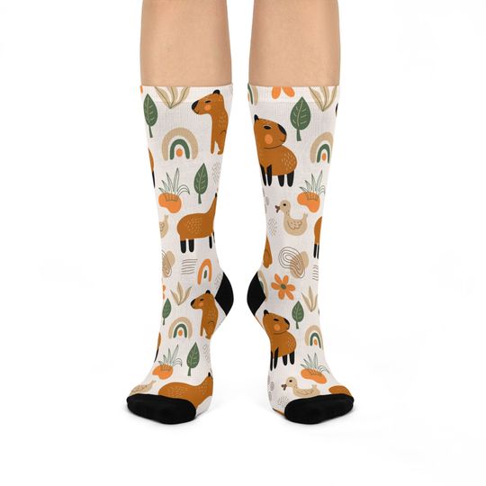 Discover Capybara Themed Cushioned Crew Socks, Capybara Socks