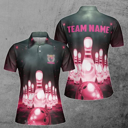 Discover Custom Bowling Neon Light Effect Women's Polo Shirt
