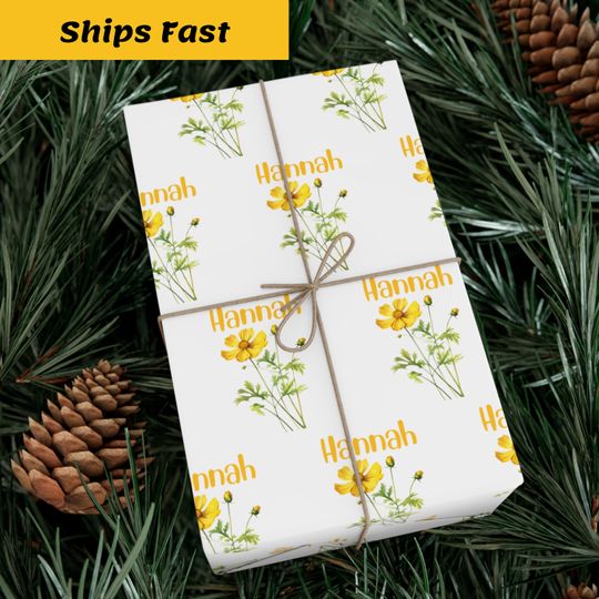 Discover Birth Flower Wrapping Paper, October Cosmos Floral Custom Gift Wrapping Paper