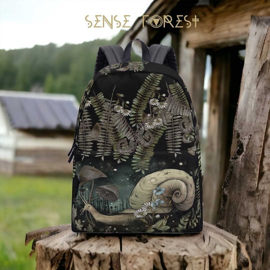 Discover Cottagecore Snail mushroom Fern forest backpack Goblincore, back to school day pack