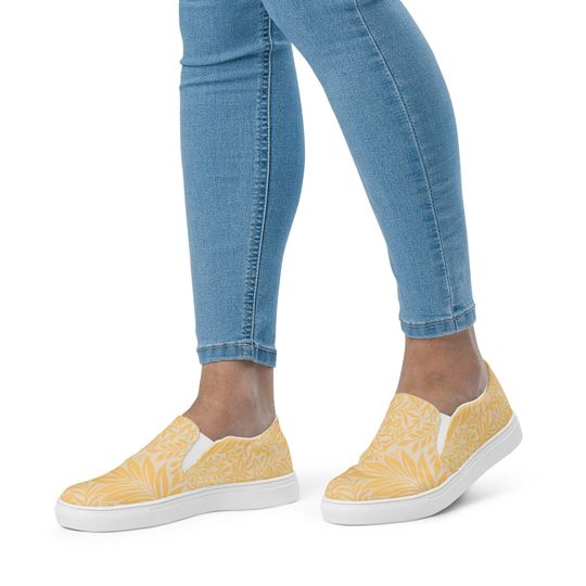 Discover William Morris Marigold Yellow Print Casual Slip On Shoes