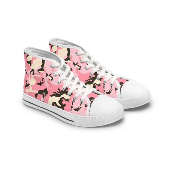 Discover Pink Camo Women's High Top Shoes, Camouflaged Shoes