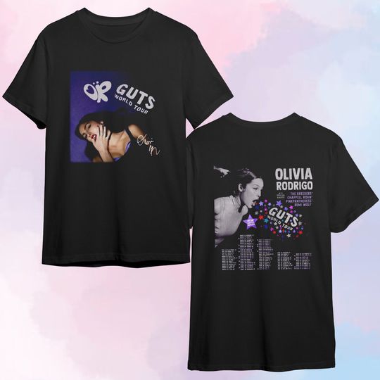Discover Olivia Rodrigo Guts Full Date Tour 2024 Black T-Shirt