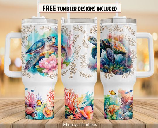 Discover Turtle 40 oz Quencher tumbler sublimation design Summer