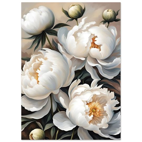 Discover White Peonies Premium Matte Vertical Poster