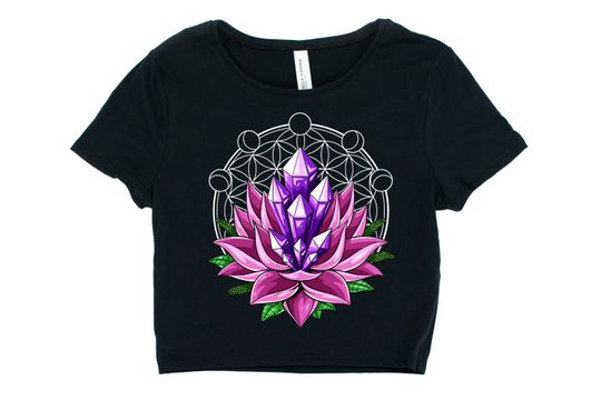 Discover Lotus Crystals Fitted T-Shirt