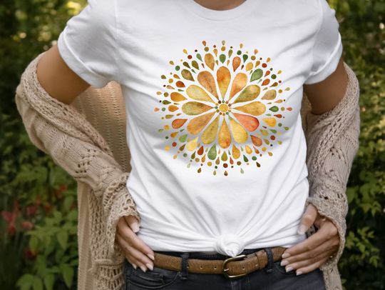 Discover Watercolor Floral Mandala  T-Shirt