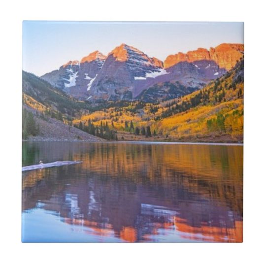 Discover Maroon Bells Alpen Glow Ceramic Photos Tile
